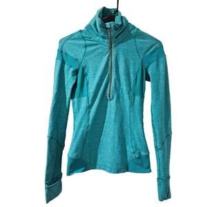 Lululemon Run Dash Half‎ Zip Turquoise Teal Reflective Pullover Size 4